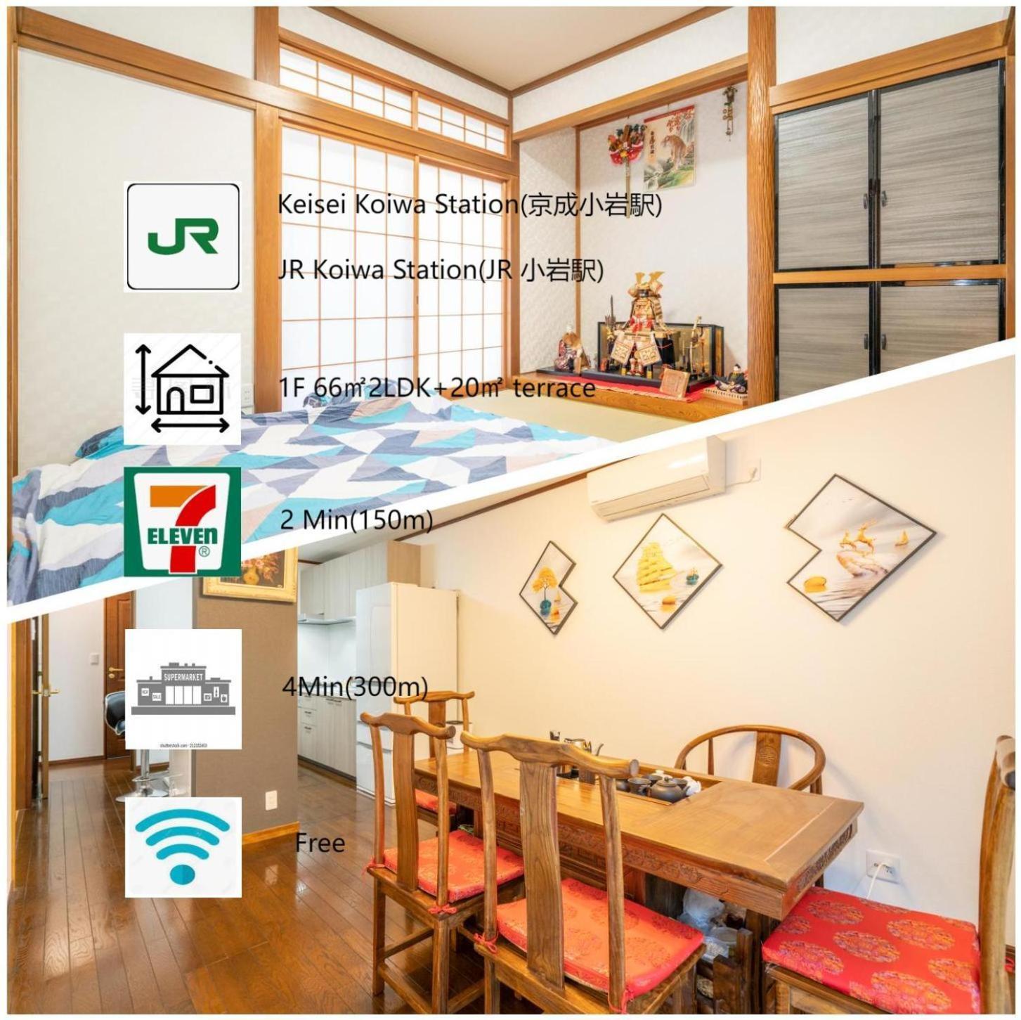 Jr 66Sqm 1F Family Suite 2Ldk Jr Koiwa-Keisei Koiwa-Asakusa-Oshiage-Shinjuku-Ueno Tokyo Ngoại thất bức ảnh